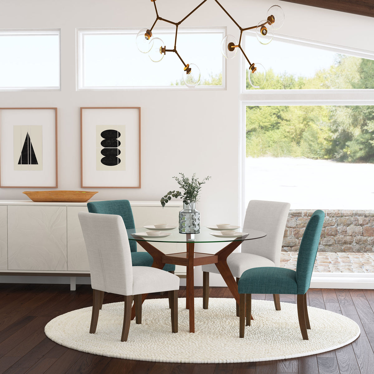 Paxton Upholstered Dining Side Chairs - Beige Fabric with Brown Wood Legs, Set of 2 – view 16