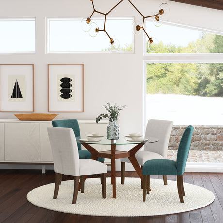 Paxton Upholstered Dining Side Chairs - Beige Fabric with Brown Wood Legs, Set of 2 – view 16