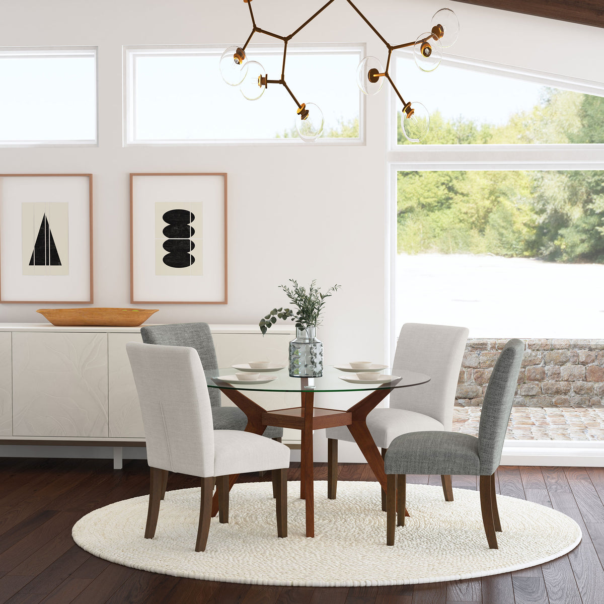 Paxton Upholstered Dining Side Chairs - Beige Fabric with Brown Wood Legs, Set of 2 – view 18