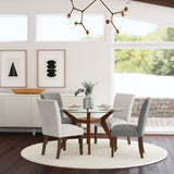 Paxton Upholstered Dining Side Chairs - Beige Fabric with Brown Wood Legs, Set of 2 – view 18