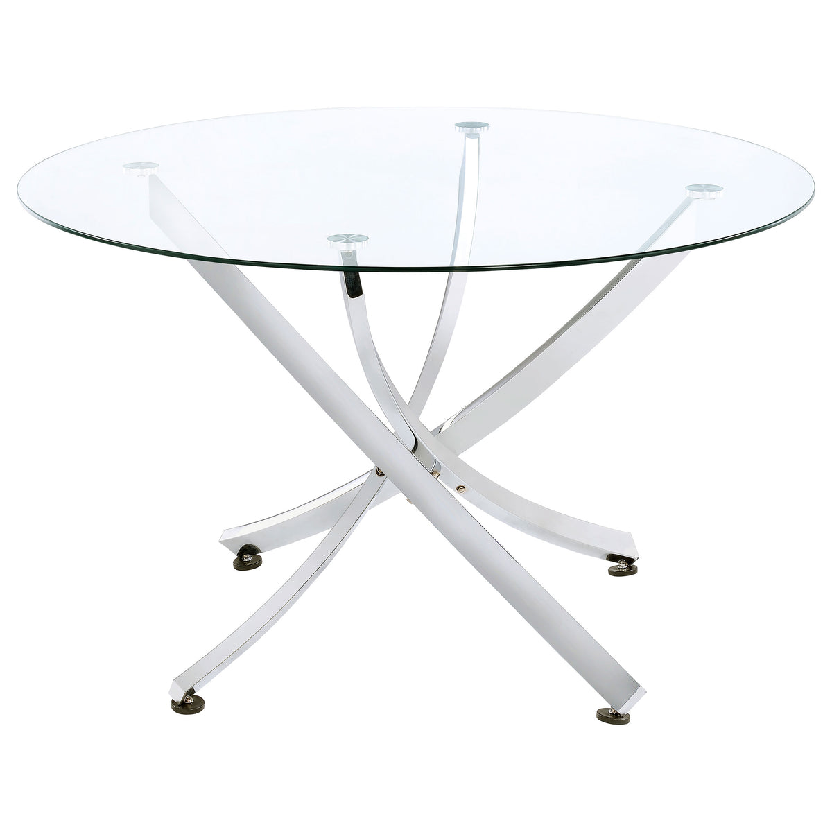 Beckham 46" Round Glass Top Dining Table - Chrome