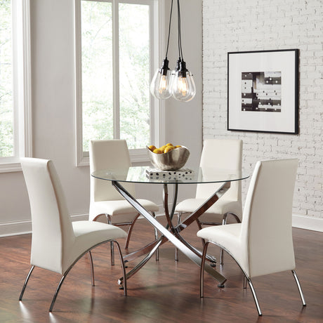 Beckham 46" Round Glass Top Dining Table - Sculptural Asterisk Base in Chrome – view 5