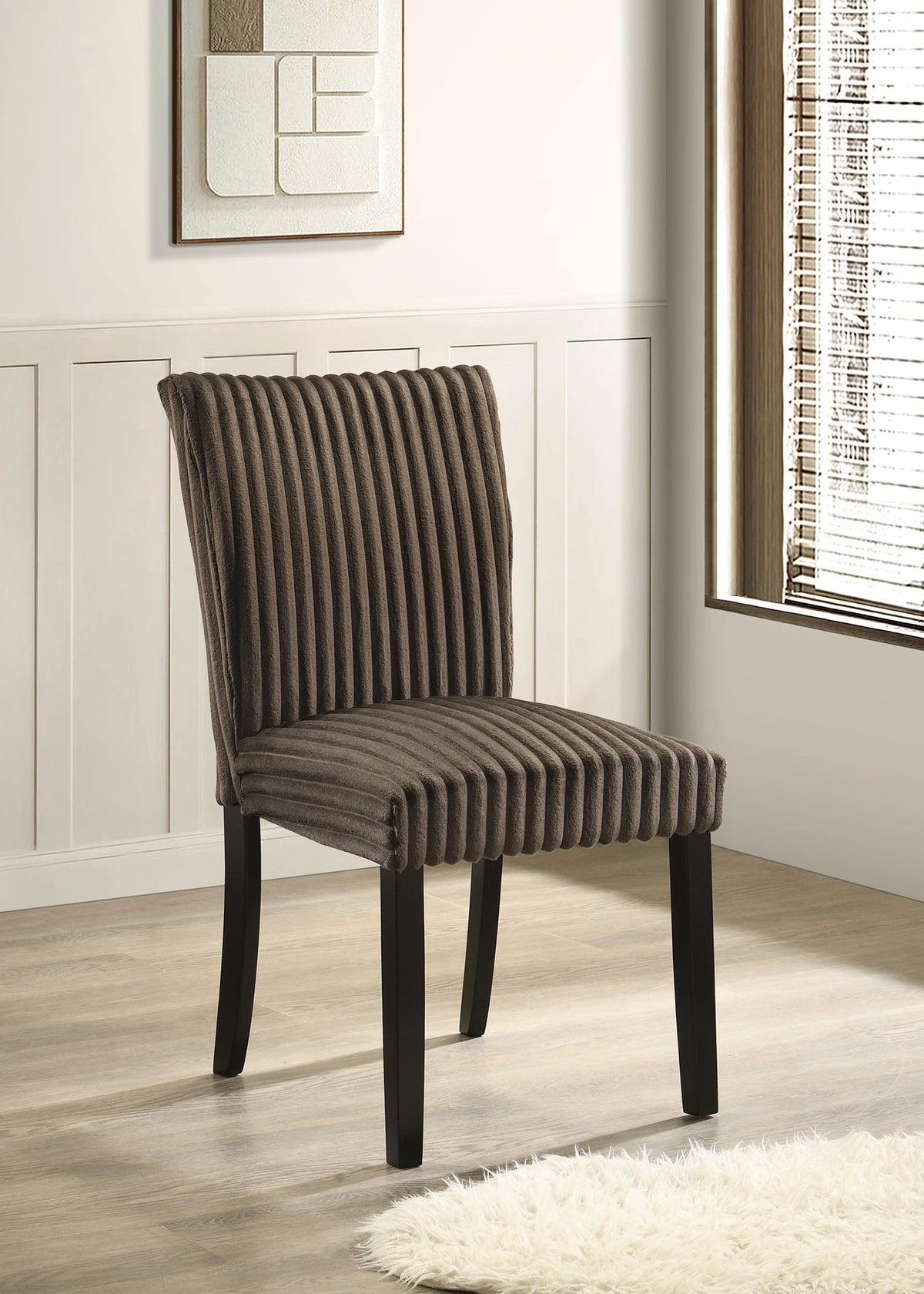 Dermott Upholstered Parson Dining Chairs, Set of 2 - Ribbed Corduroy in Cream, Chocolate or Black – view 2