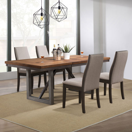 Spring Creek 77" Extension Dining Table & Sets - 5pcs- Table + 4 Taupe Side Chairs