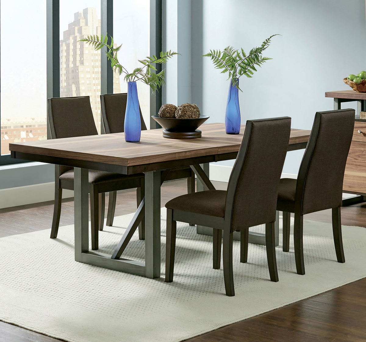 Spring Creek 77" Extension Dining Table & Sets - 5pcs- Table + 4 Chocolate Side Chairs