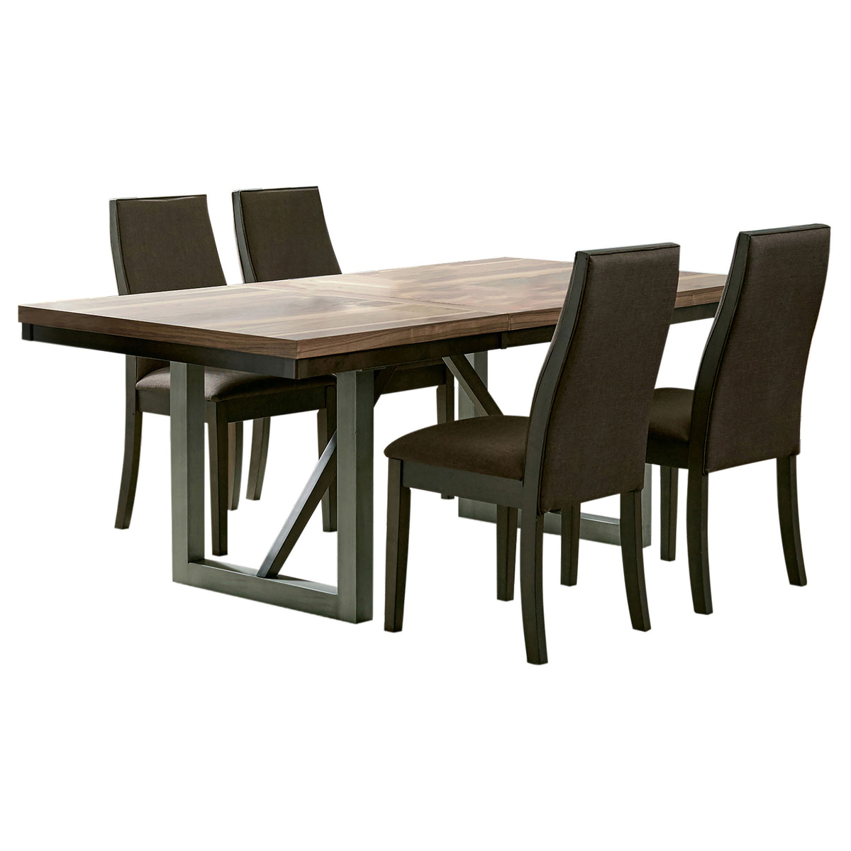 Spring Creek 77" Extension Dining Table & Sets - Natural Walnut with Chocolate or Taupe Upholstered Chairs – view 18