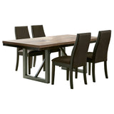 Spring Creek 77" Extension Dining Table & Sets - Natural Walnut with Chocolate or Taupe Upholstered Chairs – view 18