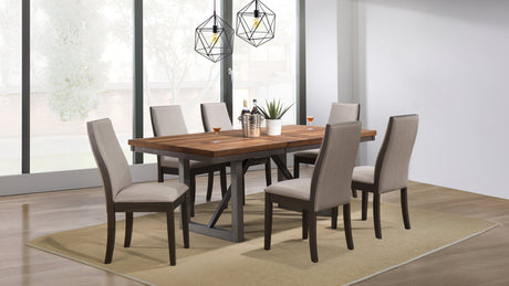 Spring Creek 77" Extension Dining Table & Sets - 7pcs- Table + 6 Taupe Side Chairs