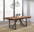 Spring Creek 77" Extension Dining Table & Sets - Natural Walnut with Chocolate or Taupe Upholstered Chairs – view 1