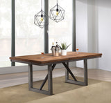 Spring Creek 77" Extension Dining Table & Sets - Natural Walnut with Chocolate or Taupe Upholstered Chairs – view 1
