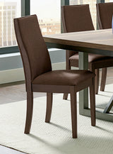 Spring Creek 77" Extension Dining Table & Sets - Natural Walnut with Chocolate or Taupe Upholstered Chairs - lifestyle