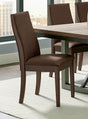 Spring Creek 77" Extension Dining Table & Sets - Natural Walnut with Chocolate or Taupe Upholstered Chairs - lifestyle