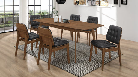 Redbridge Butterfly Leaf Dining Table & Sets - 7pcs- Table + 6 Black Leatherette Chairs