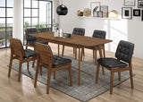 Redbridge Butterfly Leaf Dining Table & Sets - Mid-Century Walnut with Grey Fabric or Black Leatherette Chairs – view 14