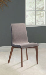Redbridge Butterfly Leaf Dining Table & Sets - Mid-Century Walnut with Grey Fabric or Black Leatherette Chairs - lifestyle