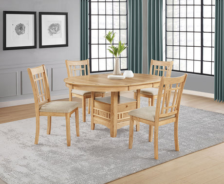 Lavon Round-to-Oval Extension Dining Table & 5-Piece Set - 5pcs- Table + 4 Side Chairs