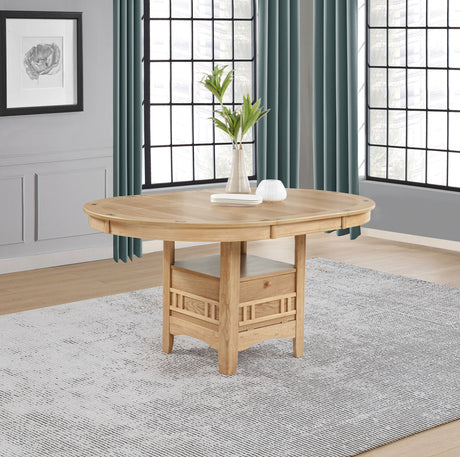Lavon Round-to-Oval Extension Dining Table & 5-Piece Set - Pedestal Storage Base in Light Oak – view 1