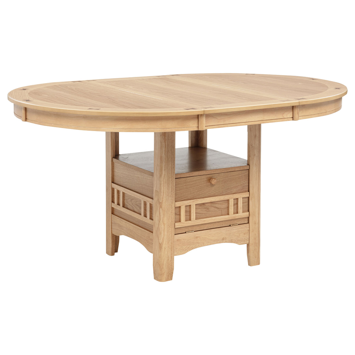 Lavon Round-to-Oval Extension Dining Table & 5-Piece Set - Pedestal Storage Base in Light Oak – view 6