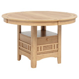 Lavon Round-to-Oval Extension Dining Table & 5-Piece Set - Pedestal Storage Base in Light Oak – view 7