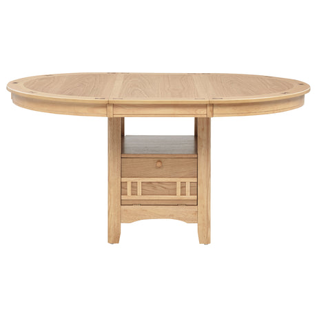 Lavon Round-to-Oval Extension Dining Table & 5-Piece Set - Pedestal Storage Base in Light Oak – view 8