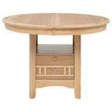 Lavon Round-to-Oval Extension Dining Table & 5-Piece Set - Pedestal Storage Base in Light Oak – view 9
