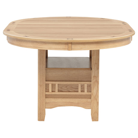 Lavon Round-to-Oval Extension Dining Table & 5-Piece Set - Pedestal Storage Base in Light Oak – view 10