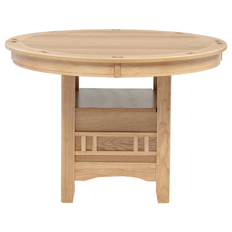 Lavon Round-to-Oval Extension Dining Table & 5-Piece Set - Pedestal Storage Base in Light Oak – view 11