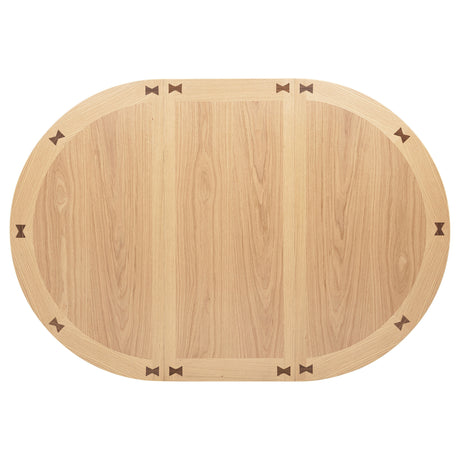 Lavon Round-to-Oval Extension Dining Table & 5-Piece Set - Pedestal Storage Base in Light Oak – view 14