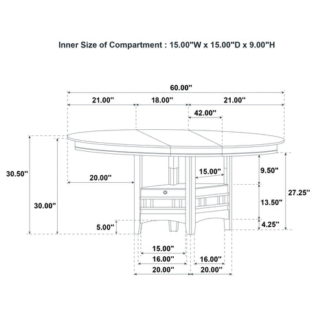 Lavon Round-to-Oval Extension Dining Table & 5-Piece Set - Pedestal Storage Base in Light Oak – view 17
