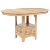 Lavon Oval Counter Height Extension Dining Table & Sets - Light Oak with Storage Pedestal & Linen Lattice-Back Chairs – view 19