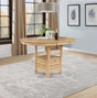 Lavon Oval Counter Height Extension Dining Table & Sets - Light Oak with Storage Pedestal & Linen Lattice-Back Chairs – view 1