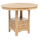 Lavon Oval Counter Height Extension Dining Table & Sets - Light Oak with Storage Pedestal & Linen Lattice-Back Chairs – view 6
