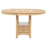 Lavon Oval Counter Height Extension Dining Table & Sets - Light Oak with Storage Pedestal & Linen Lattice-Back Chairs – view 7