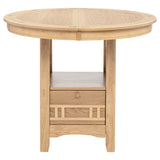 Lavon Oval Counter Height Extension Dining Table & Sets - Light Oak with Storage Pedestal & Linen Lattice-Back Chairs – view 8