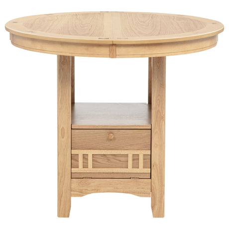 Lavon Oval Counter Height Extension Dining Table & Sets - Light Oak with Storage Pedestal & Linen Lattice-Back Chairs – view 8