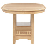 Lavon Oval Counter Height Extension Dining Table & Sets - Light Oak with Storage Pedestal & Linen Lattice-Back Chairs – view 9