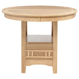 Lavon Oval Counter Height Extension Dining Table & Sets - Light Oak with Storage Pedestal & Linen Lattice-Back Chairs – view 10