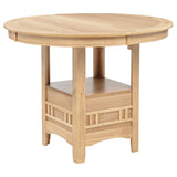 Lavon Oval Counter Height Extension Dining Table & Sets - Light Oak with Storage Pedestal & Linen Lattice-Back Chairs – view 12