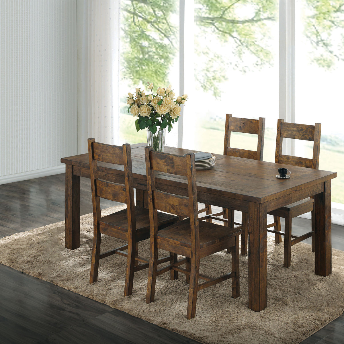 Coleman 79" Rectangular Dining Table & Sets - 5pcs- Table + 4 Side Chairs