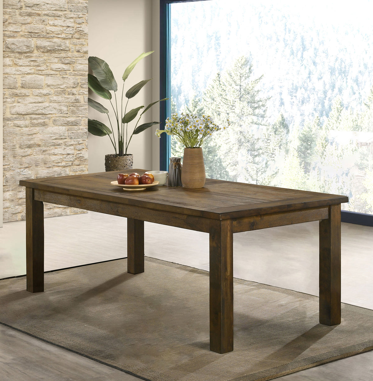 Coleman 79" Rectangular Dining Table & Sets - Farmhouse Ladder-Back Chairs in Rustic Golden Brown – view 1