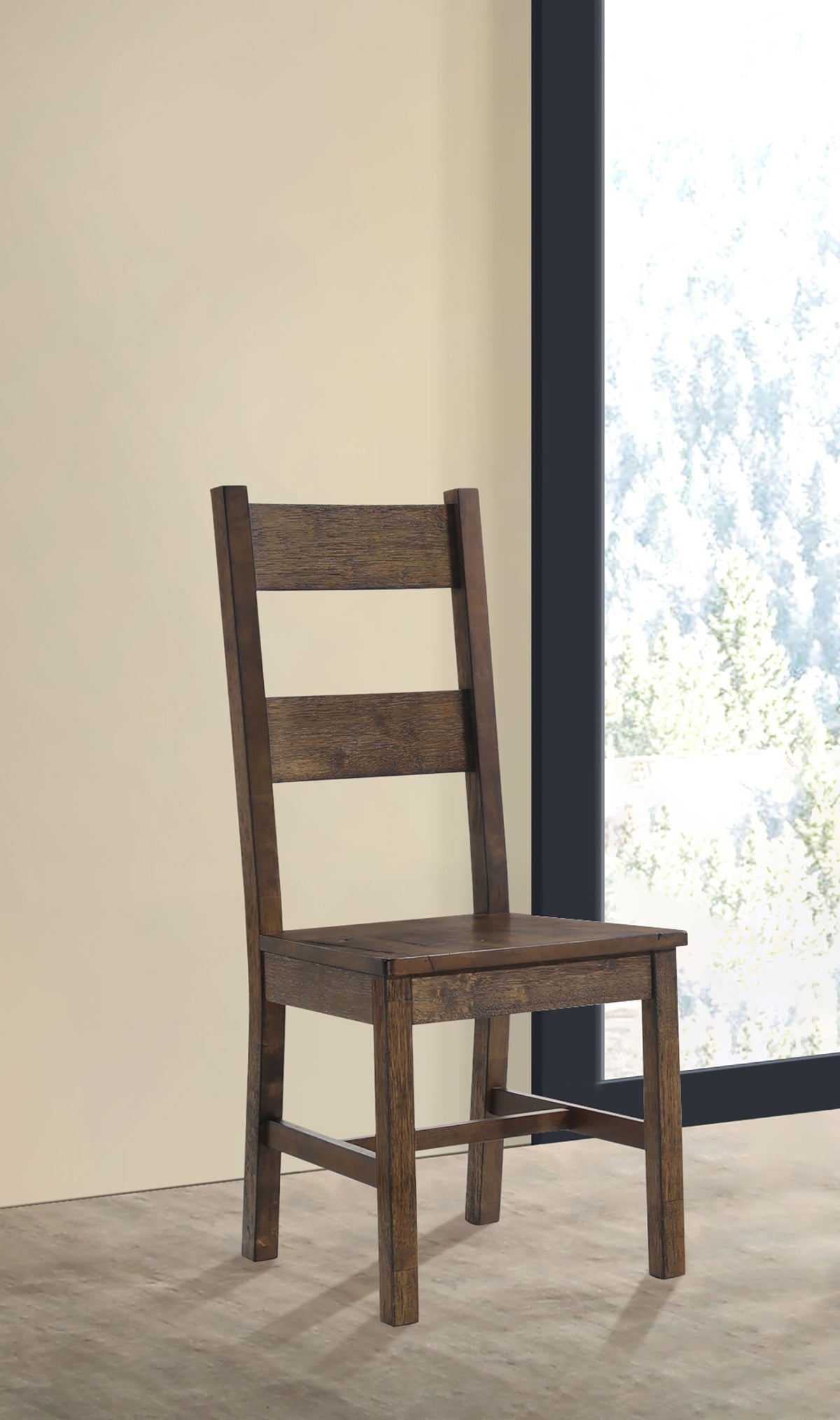 Coleman 79" Rectangular Dining Table & Sets - Farmhouse Ladder-Back Chairs in Rustic Golden Brown - lifestyle