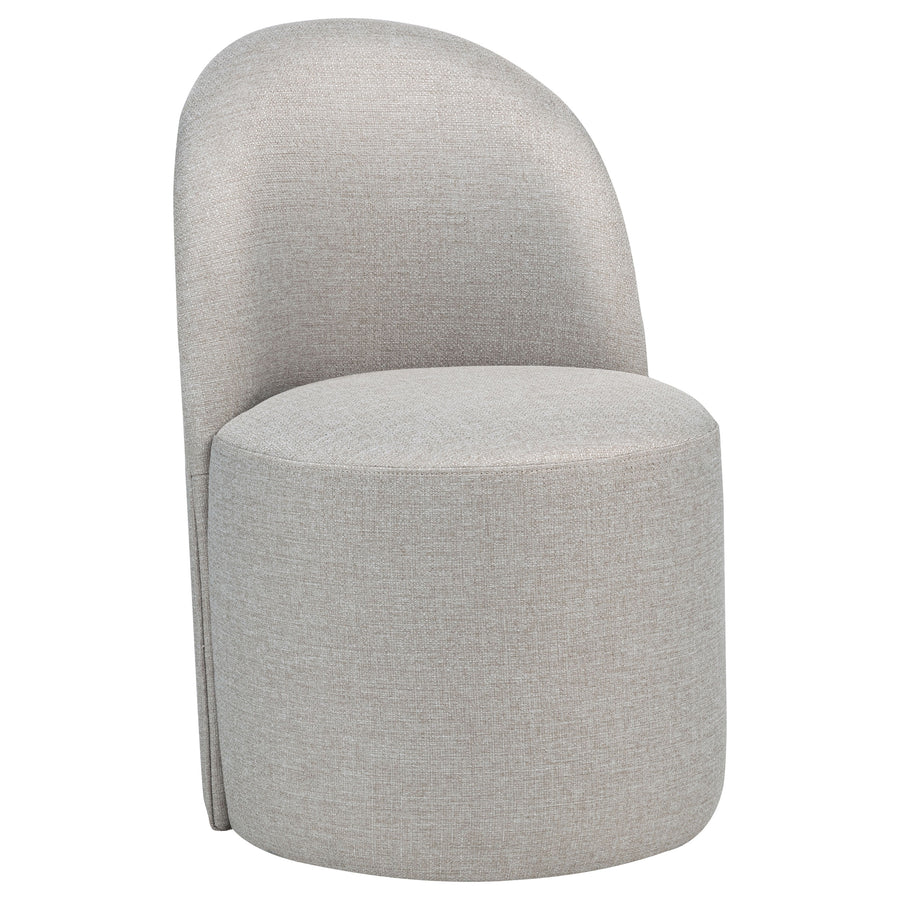 Aubrey Upholstered Barrel Dining Chairs, Set of 2 - Channel-Tufted Wraparound Back in Beige or Charcoal