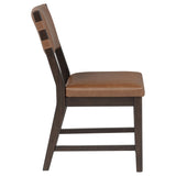 Tegan Faux Leather Dining or Counter Height Chairs, Set of 2 - Cognac with Strap Back & Coffee Bean Wood – view 3