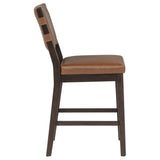 Tegan Faux Leather Dining or Counter Height Chairs, Set of 2 - Cognac with Strap Back & Coffee Bean Wood – view 6