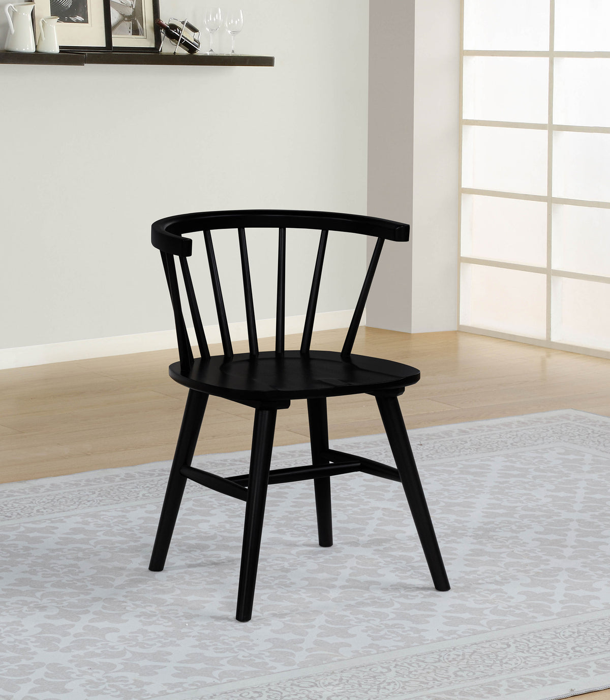 Jeffries Windsor Dining Side Chairs, Set of 2 - Spindle Back Wood Chairs in Black or Walnut – view 1