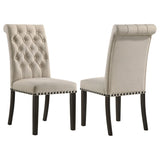 Phelps 123" Extension Dining Table & Sets - Set of 2 Beige Tufted Side Chairs