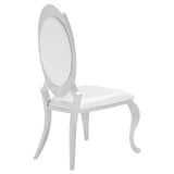 Anchorage 95" Black Glass Top Dining Table & Cream Leatherette Side Chairs - Polished Stainless Steel – view 12