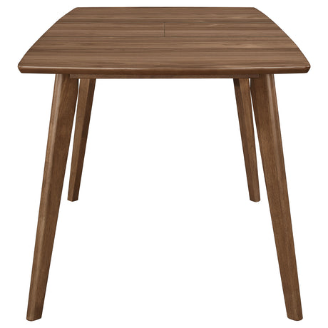 Alfredo Mid-Century Butterfly Leaf Dining Table & Sets - Natural Walnut with Grey Upholstered Chairs & Bench – view 15
