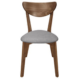 Alfredo Mid-Century Butterfly Leaf Dining Table & Sets - Natural Walnut with Grey Upholstered Chairs & Bench – view 18