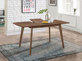 Alfredo Mid-Century Butterfly Leaf Dining Table & Sets - Natural Walnut with Grey Upholstered Chairs & Bench – view 1